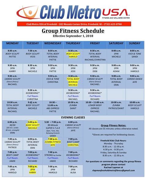 metwo club|club metro freehold class schedule.
